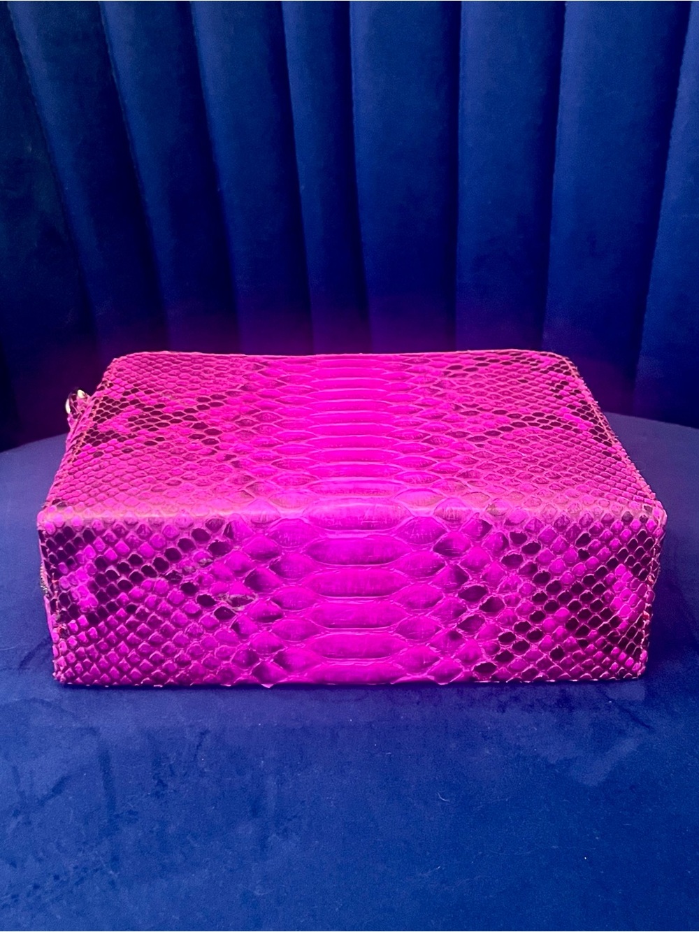 Fuchsia Genuine Python Crossbody – Real Snakeskin Shoulder Bag w Silver Hardware - Picture 10 of 16